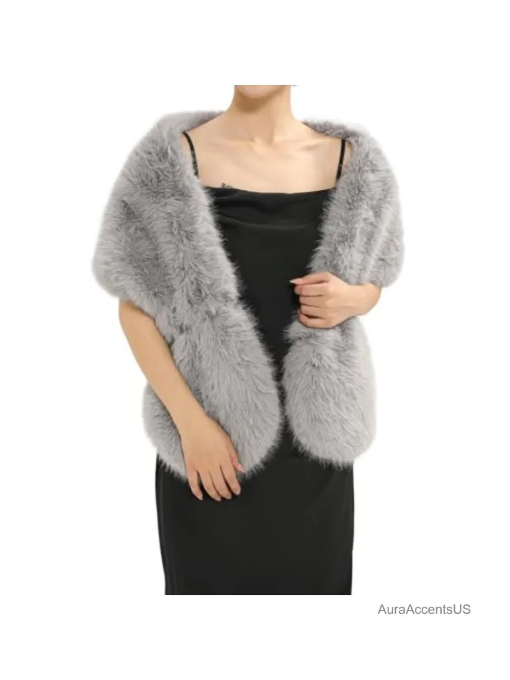Faux Fur Scarf Shrug for Women Winter Coat Dress Wrap